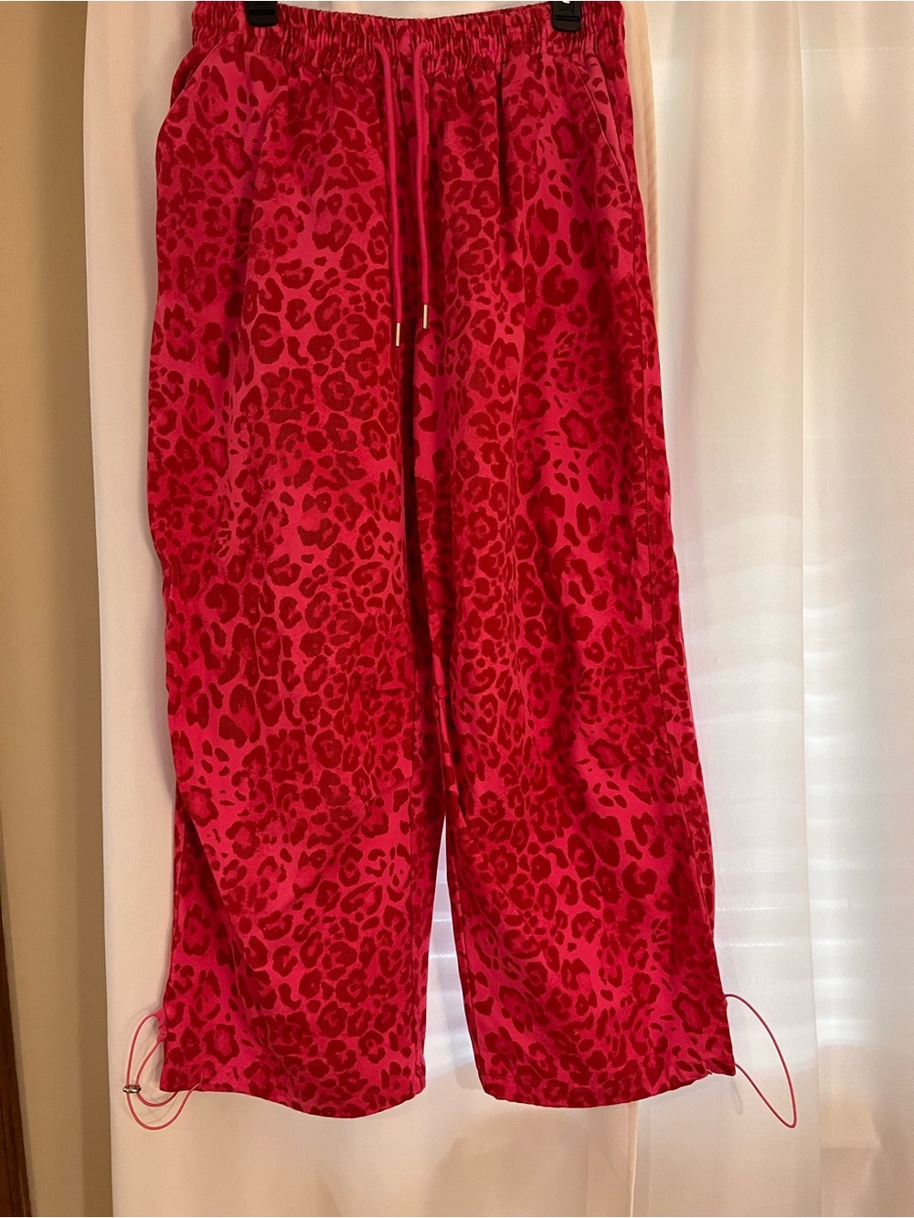 Hot Pink Animal Print Wide-Leg Joggers
